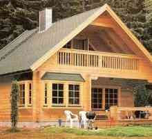 Дървена къща, изработена от греди с тавански проекти и описания на конструкции