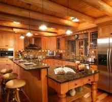 Кухни в дървени къщи от дървени трупи характеристики на помещение и вътрешен пълнеж