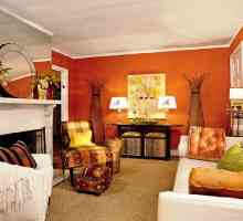 Оранжеви тапети сянка имоти, стена дизайн и завеси