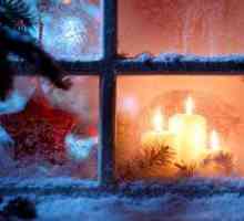 Чертежи по прозорците за новата година, декорирайки прозорците хартия, снежинки, гирлянди, снимка