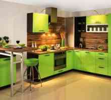 Chic интериор на кухня с светлозелена цветна снимка