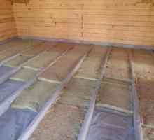 Затопляне на пода в дървена къща, бетон и дърво