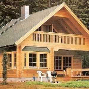 Дървена къща, изработена от греди с тавански проекти и описания на конструкции
