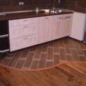 Проектиране на подов дизайн в кухнята от плочки, ламинат, порцеланови плочки, снимка