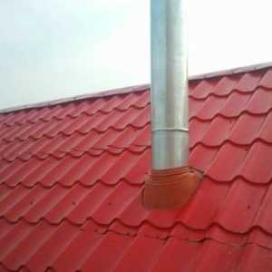 Инструкцията за завършване на комина през покрив от метална плочка