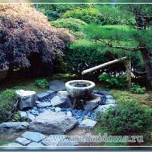 Изкуствен извор с tsukubai в японски стил за декориране на вила и градина