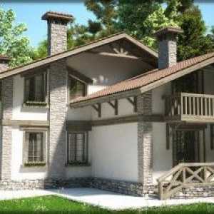 Проекти и интериори на комбинирани и дървени къщи в стил хижа