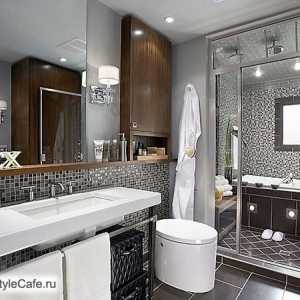 Сива баня, в сиви, сиви тонове, дизайн, интериор, плочки, вана, снимка