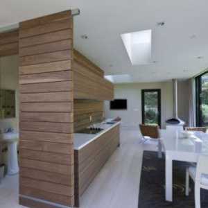 Облицовка в кухнята, дървена, дървена, употреба, декорация, интериор, фото примери